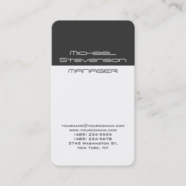 Trendy Grey White Rounded Corner Business Card (Front)