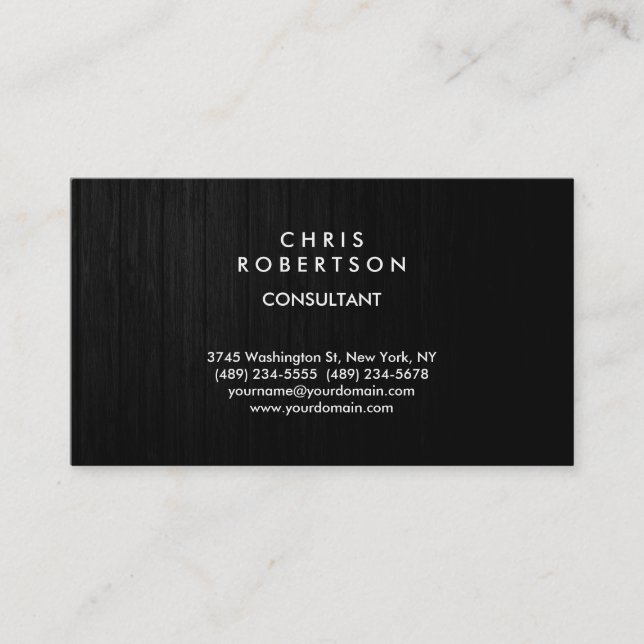 Trendy Grey Wood Effect Pattern Business Card (Front)