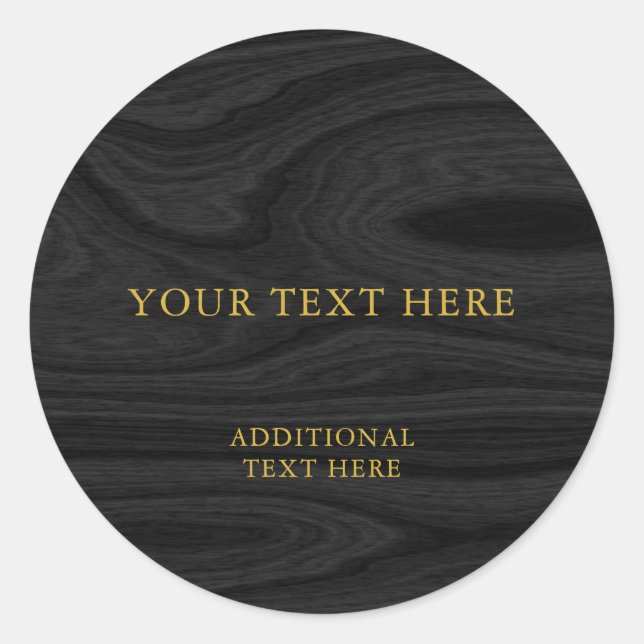 Trendy Grey Wood Gold Design Plain Professional Classic Round Sticker (Front)