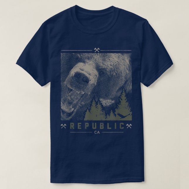 Trendy Grizzly Bear California Republic  T-Shirt (Design Front)