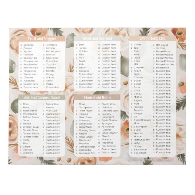   Trendy Grocery List Personal Stationery Notepad (Front)