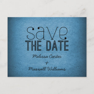 Trendy Grunge Save the Date Postcard, Blue Announcement Postcard