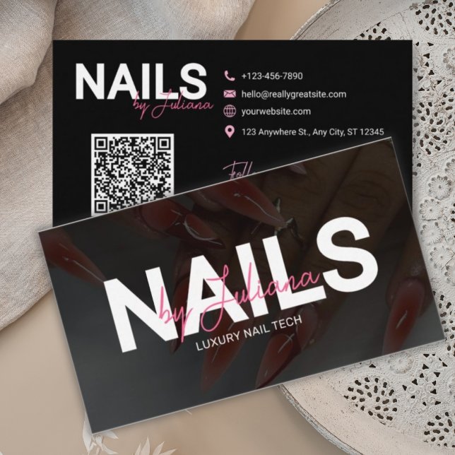 Trendy Hair, Lash, Nail Tech QR Code Business Card (Creator Uploaded)
