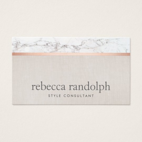 Trendy Hair Stylist Rose Gold Marble Beige Business Card