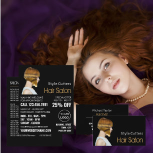 Trendy Haircut, Hair Stylist, Hair Salon Business Card