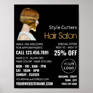 Trendy Haircut, Hair Stylist, Hair Salon Poster