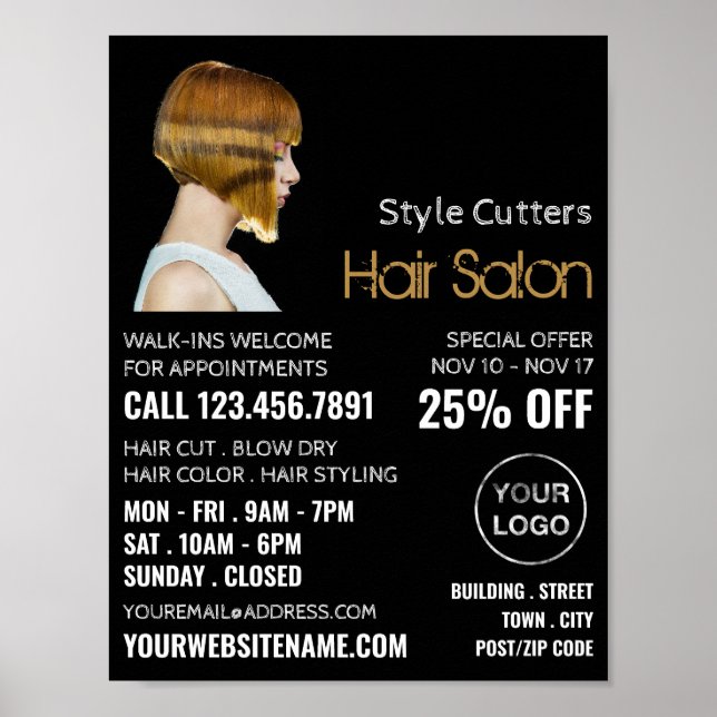 Trendy Haircut, Hair Stylist, Hair Salon Poster (Front)
