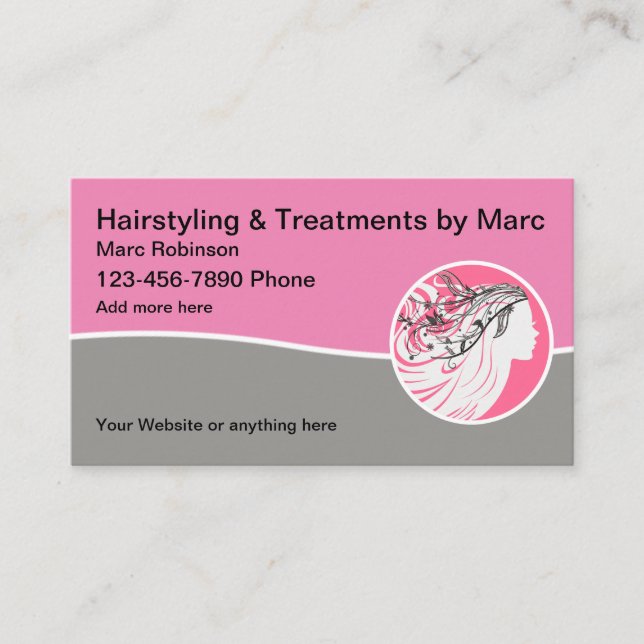 Trendy Hairstylist Elegant Business Cards (Front)