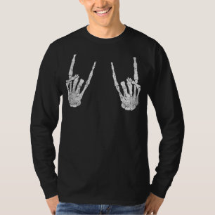 Trendy Halloween Back Print Skeleton Rocker Graphi T-Shirt