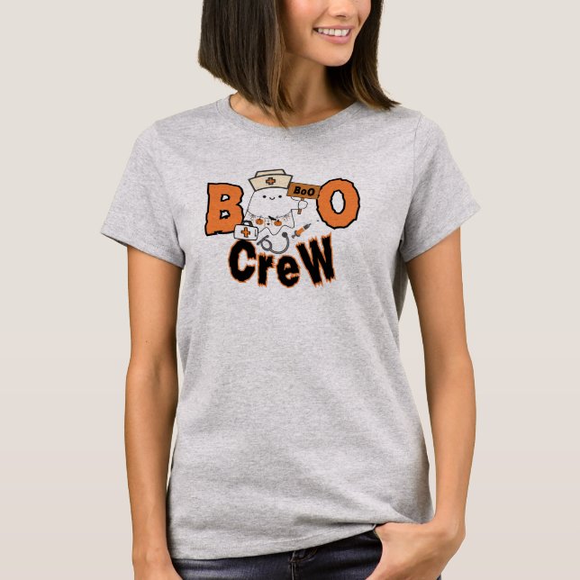 Trendy Halloween Nurse Boo Boo Crew T-Shirt (Front)