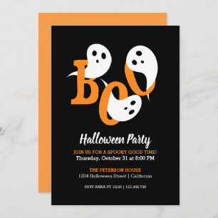 Trendy Halloween Party Boo Ghosts Black Invitation