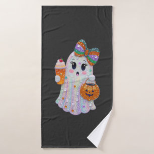 Trendy Halloween Rhinestones Ghost Bath Towel
