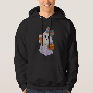Trendy Halloween Rhinestones Ghost Hoodie
