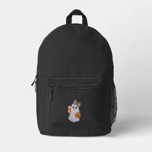 Trendy Halloween Rhinestones Ghost Printed Backpack