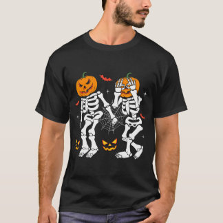 Trendy Halloween Skeleton Griddy Dance Pumpkin T-Shirt