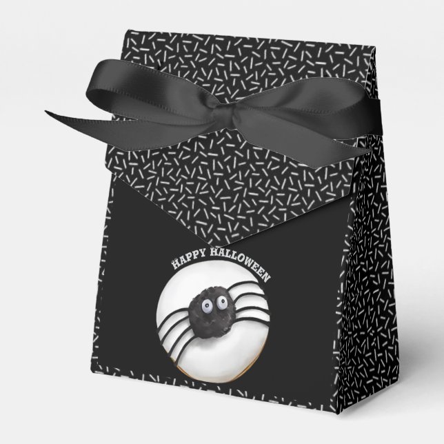 Trendy Halloween Spooky Black Spider Doughnut  Favour Box (Front Side)