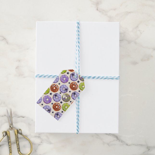 Trendy Halloween Spooky Doughnut  Gift Tags (With Twine)