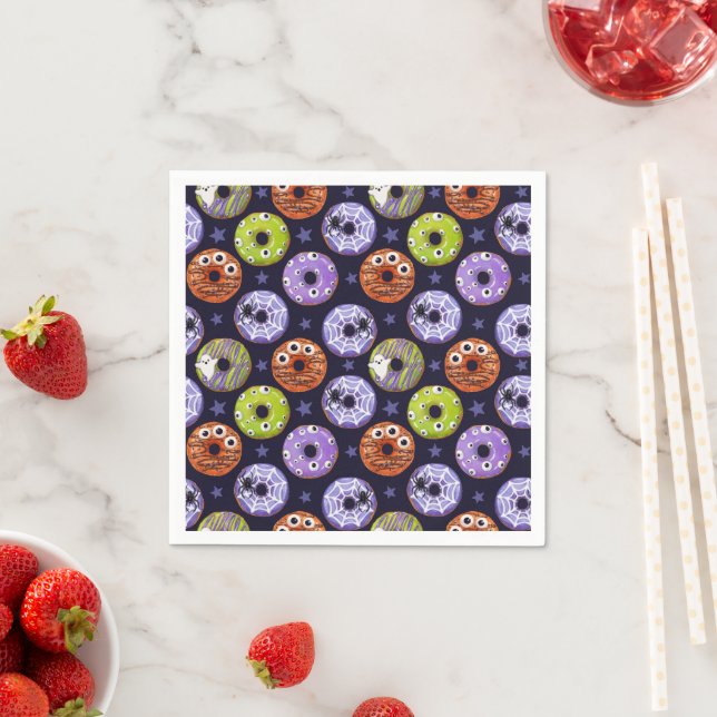 Trendy Halloween Spooky Funky Doughnut Napkin (Insitu)