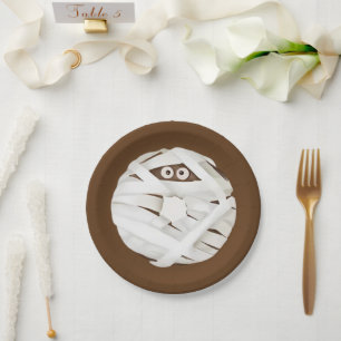 Trendy Halloween Spooky Mummy Ghost Doughnut Party Paper Plate