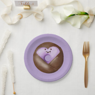 Trendy Halloween Spooky Purple Heart Ghost Doughnu Paper Plate