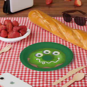 Trendy Halloween Spooky Purple Web Doughnut Party Paper Plate