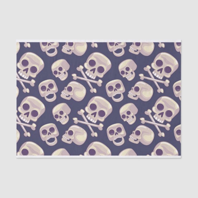 Trendy Halloween Spooky Skulls Decoupage Print Tissue Paper (Front)