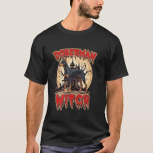 Trendy Halloween Witch Doberman Dog Mum Spooky Dog T-Shirt