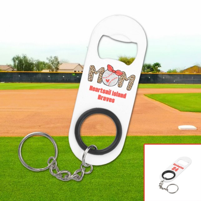 Trendy Hand drawn Baseball Mum Personalised  (Trendy Baseball Mom Personalized Keychain Bottle Opener)