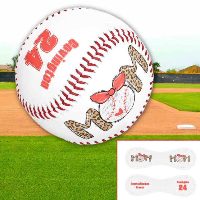 Trendy Hand drawn Baseball Mum Personalised  (Trendy Baseball Mom Personalized Baseball)