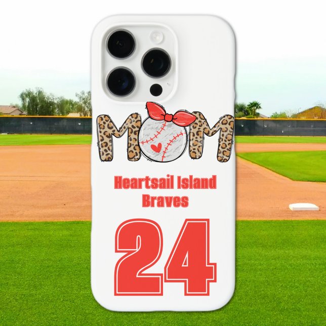 Trendy Hand drawn Baseball Mum Personalised  Case-Mate iPhone Case (Trendy Baseball Mom Personalized iPhone Case)