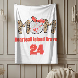 Trendy Hand drawn Baseball Mum Personalised  Fleece Blanket
