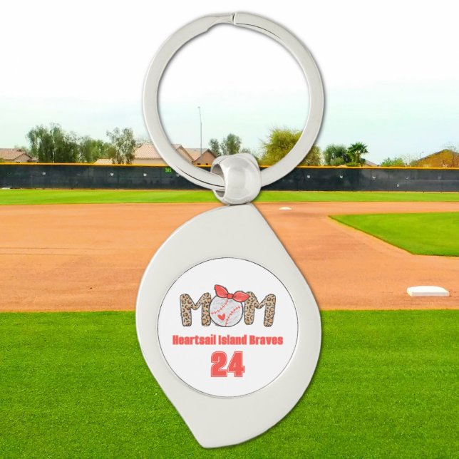Trendy Hand drawn Baseball Mum Personalised  Key Ring (Trendy Baseball Mom Personalized Keychain)
