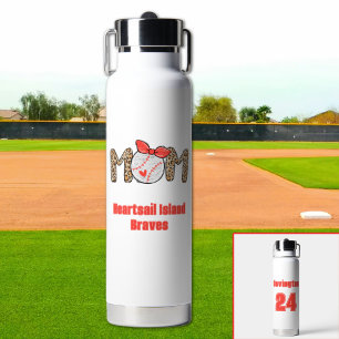 Trendy Hand drawn Baseball Mum Personalised Water Bottle