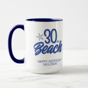 Trendy Hand Drawn Doodle 30 Is A Beach Birthday Mug