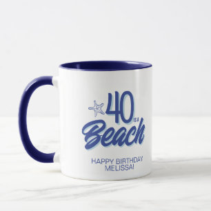 Trendy Hand Drawn Doodle 40 Is A Beach Birthday Mug
