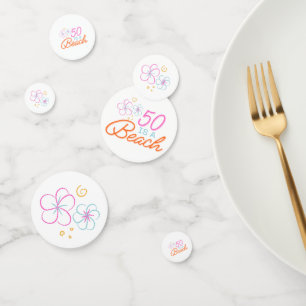 Trendy Hand Drawn Doodle 50th Beach Birthday Confetti