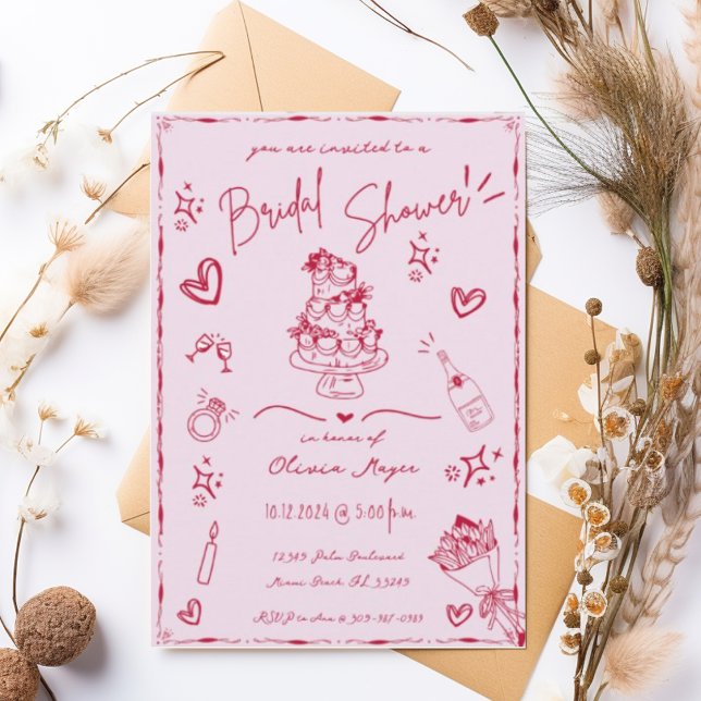 Trendy Hand Drawn Scribble Fun Bridal Shower Invitation (Creator Uploaded)