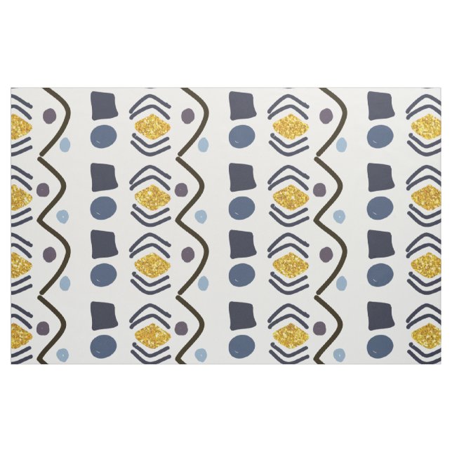 Trendy Hand Drawn Tribal Geometric Pattern Fabric (Fat Quarter)
