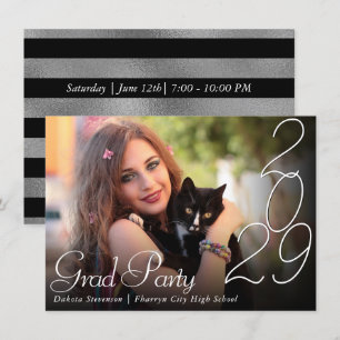 Trendy Hand-Lettered Modern Photo Graduation Party Invitation