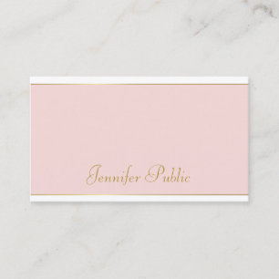 Trendy Hand Script Blush Pink Gold Template Modern Business Card