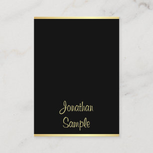 Trendy Hand Script Name Black Gold Modern Template Business Card