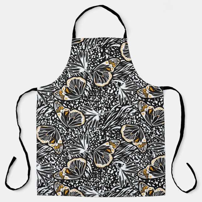 Trendy hand sketch butterflies flying blending wit apron (Front)