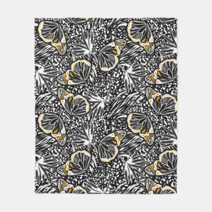 Trendy hand sketch butterflies flying blending wit fleece blanket