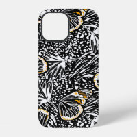 Trendy hand sketch butterflies flying blending wit