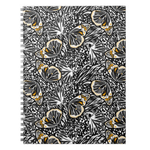 Trendy hand sketch butterflies flying blending wit notebook