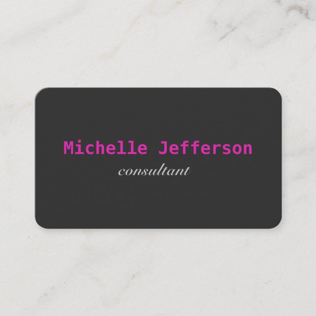 Trendy Handwriting Grey Business Card (Front)