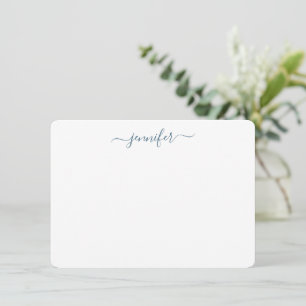 Trendy Handwriting Script Personalised Slate Blue Card