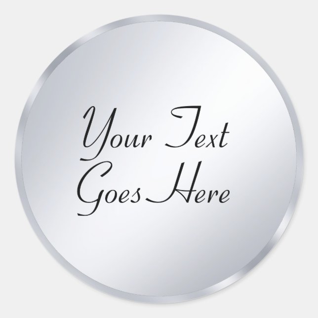 Trendy Handwriting Script Silver Look Elegant Classic Round Sticker (Front)