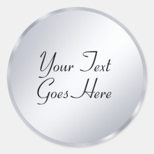 Trendy Handwriting Script Silver Look Elegant Classic Round Sticker