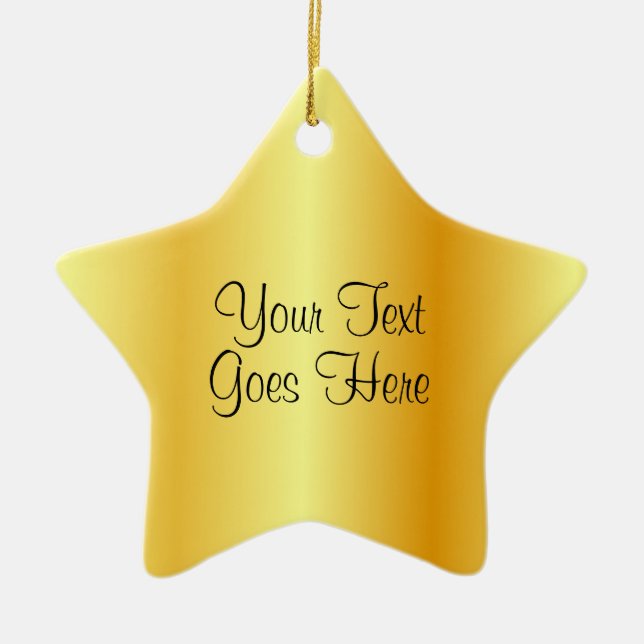 Trendy Handwriting Script Template Gold Look Ceramic Ornament (Front)